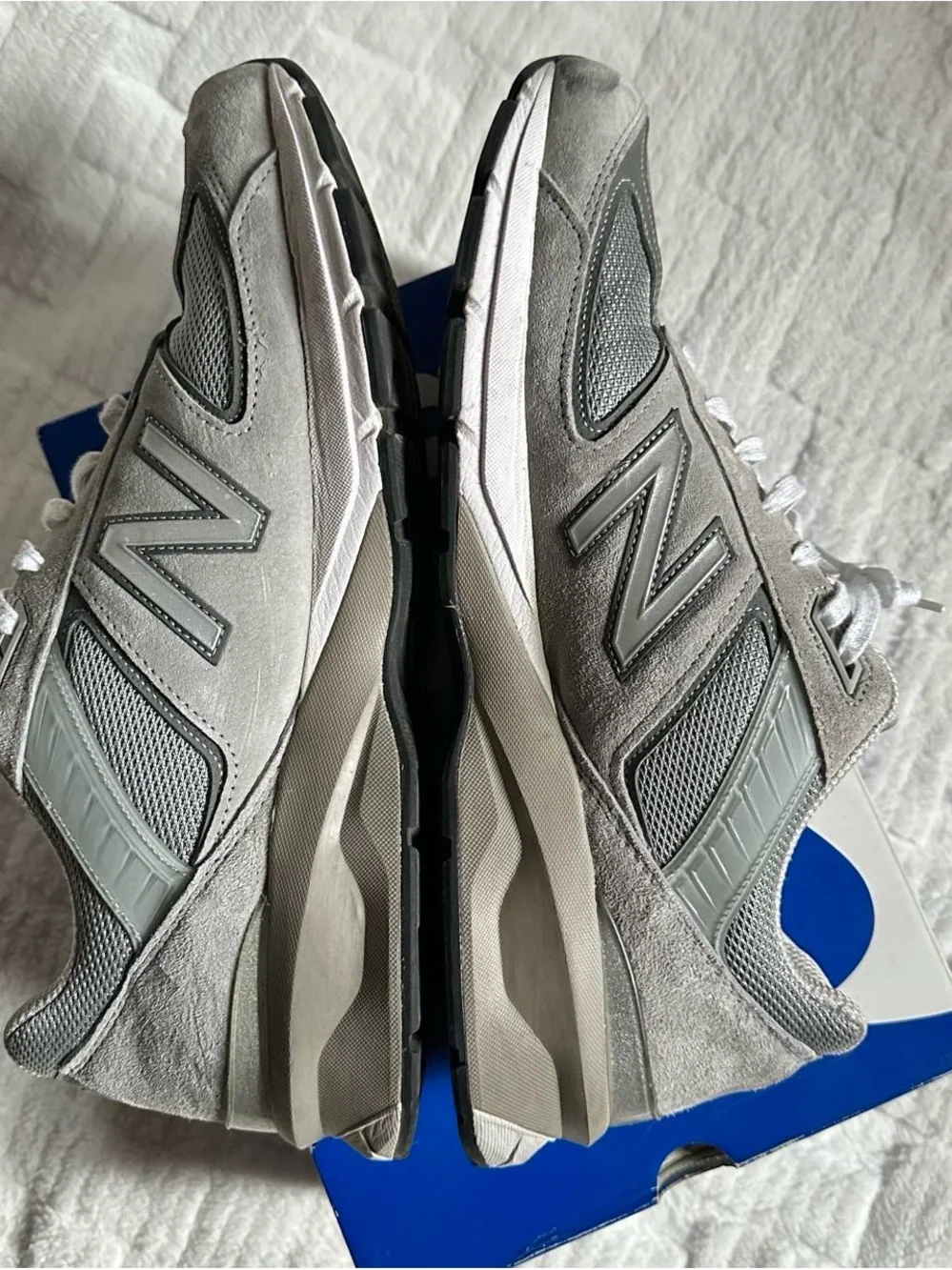 New Balance Men's 990v4 Gray Mesh Suede Running Shoes size 14